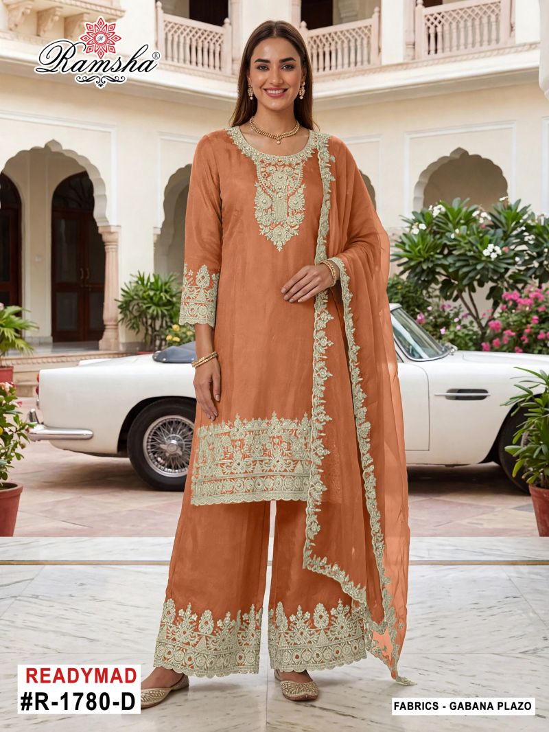 R 1780 A To D By Ramsha Gabana Zari Readymade Pakistani Suits 